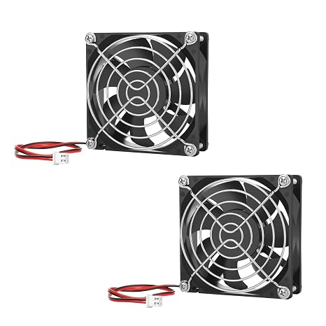 2-Pack 80mm x 25mm DC 12 Volt Fans 2-Pin Brushless Replacement Cooling Fan