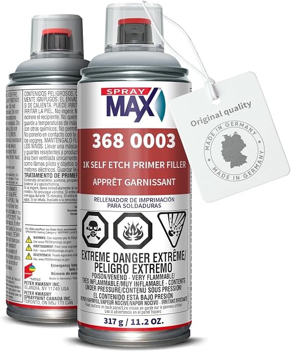 SprayMax 1K Self Etching Primer Filler Light Gray | Professional Self-Etching Primer for Metal & Aluminum | Excellent Corrosion Protection & Adhesion | Automotive Spray Paint for Repairs | 11.2 oz