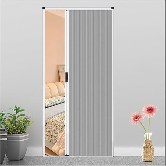 Cellular Fabric Accordion Sliding Door Panels, 203cm/ 80'' Tall Kitchen/Bathroom/Living Room Aluminum Screen Partition Doors, Temporary Room Divider Door(Gray,70x80in(181x203cm))