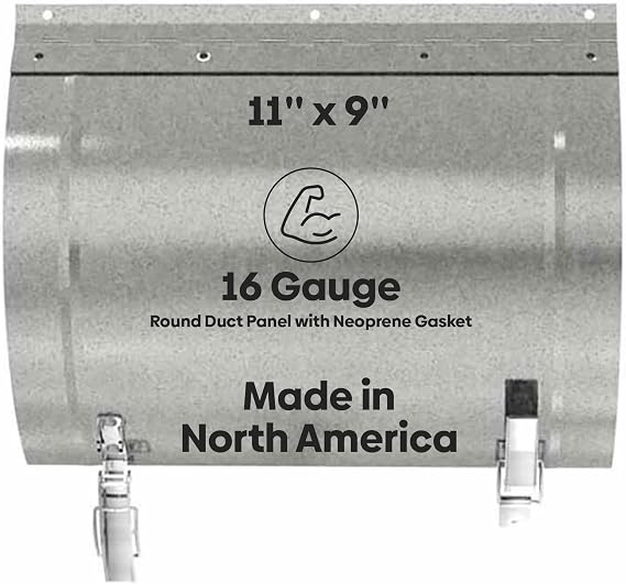 Best 11 x 9 Round Duct Access Panel with Neoprene Gasket, 16-Gauge Steel HVAC Duct Access Door, Plated Steel Pull and Catch, Mill/Aluminum Finish, Economical Access to Round Ducts, BA-RD-5090