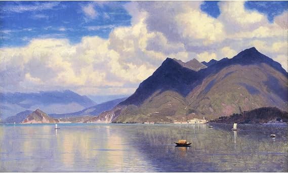 ARTICULOZY Museum-Grade Giclee Canvas Print William Haseltine Lago Maggiore - 50x40 Inches | Archival Inks on Poly-Cotton Canvas | Perfect for Living Room, Bedroom, or Gallery Wall