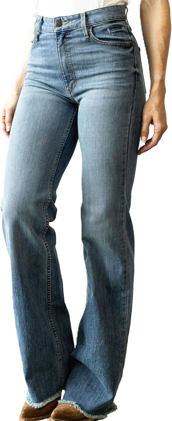 Kimes Ranch Women's Olivia Casual Western High Rise Waist Stove Pipe & Wide Leg Raw Hem Denim Jeans