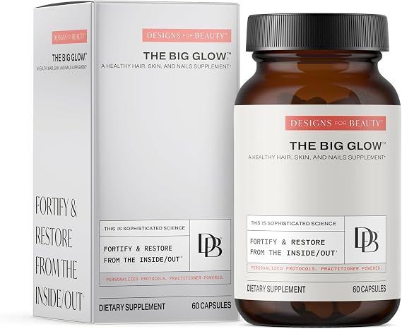 Designs for Beauty The Big Glow (60 Capsules) - for Healthy Hair, Skin and Nails - Supports Collagen Production and Healthy Aging -Includes Keratin, Biotin, Vitamin C and Botanicals