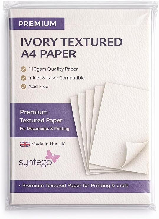 Syntego Textured A4 Paper 110gsm – Premium Printer Paper for Inkjet & Laser | Ivory & White Textured Paper for Invitations, Certificates, Menus & Craft (50, Ivory)