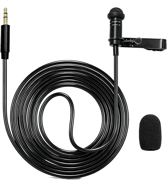3.5mm TRS Lavalier Microphone for DJI Mic 2 Transmitters | for Rode Wireless GO 2 /Wireless Pro, Omnidirectional, Condenser Wired, Clip On Lav Mic, for Stage Live Streaming