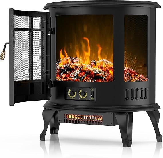 Quiniver 25" Vintage Freestanding Electric Stove Portable Fire Heater
