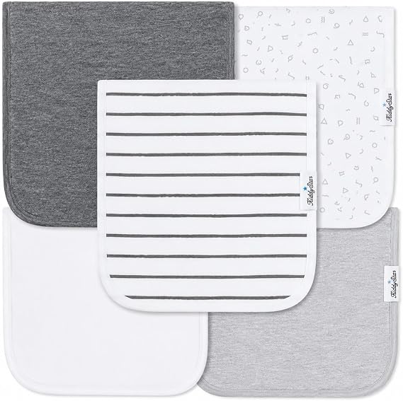 KiddyStar Premium 5-Pack Organic Cotton Burp Cloths for Newborns & Infants