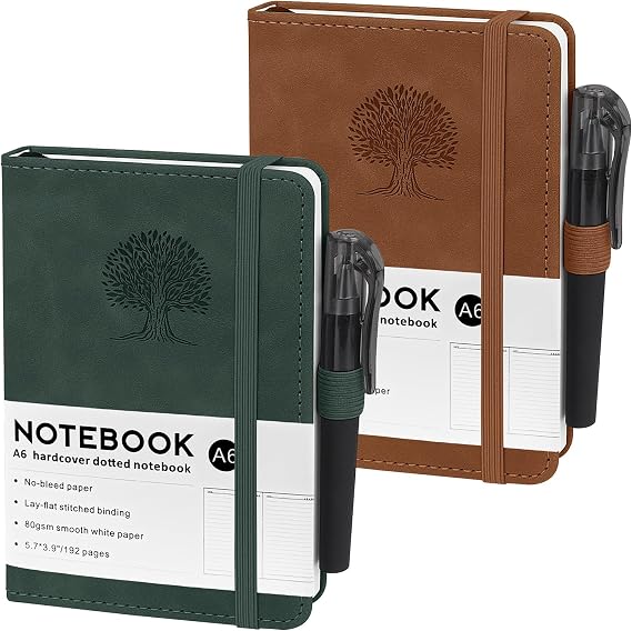 2 Pcs A6 Notebooks, 14.5 x 9.9cm Pocket Notebook Small Note Pads 192 Pages