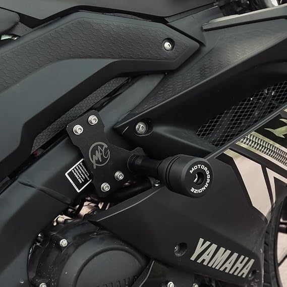 Motoaggrandize Frame Slider Crash Protector For Yama R125 and R15V2 | R15V3 | R15S | MT15 Motorcycle Crash Guard With Frame Sliders | Colour: Black