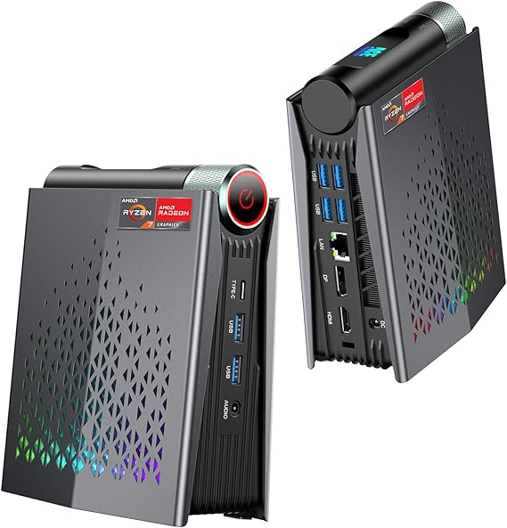 ACEMAGICIAN S3A Gaming Mini PC,AMD Ryzen 7 H 255 (Upgraded 8745HS，up to 4.9GHz) 16GB LPDDR5 RAM 512GB SSD, Desktop Computer Radeon 780M Graphics, 2X M.2 2280 Storage Expansion, 2.5GbE, HDMI 2.1,USB4