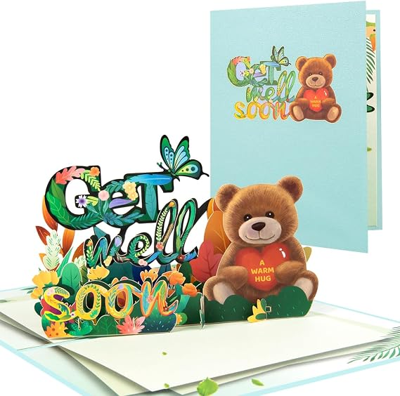 Get Well Pop Up Card, Bear Get Well Soon Card,