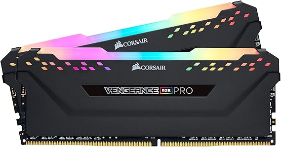 CORSAIR VENGEANCE RGB PRO DDR4 RAM 16GB (2x8GB) Up to 3200MHz CL16-18-18-36 1.35V Intel AMD Desktop Computer Memory - Black (CMW16GX4M2C3200C16)