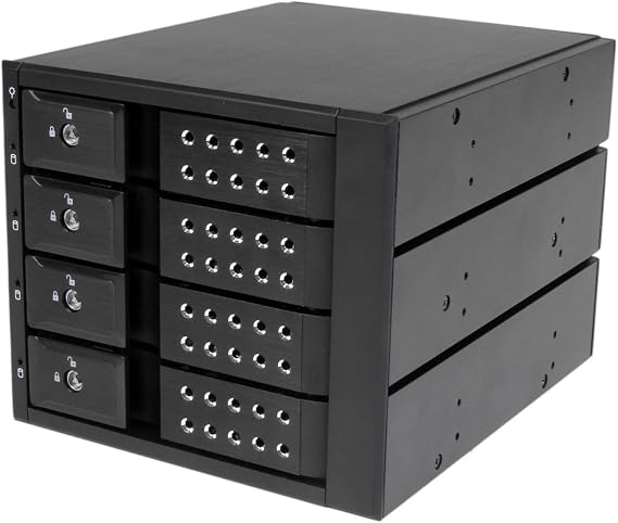 HSB4SATSASBA 4x 3.5" SAS 2.0/SATA 3.0 Hard Drive Ready Mobile Rack No Internal Tray Needed Hot Swap on 3x5" Bay