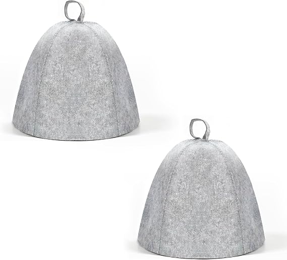 2 Pcs Felt Sauna Hat, Comfortable Sauna Hats Protect Your Hair from High Heat, Sauna Hat for Men and Women, Steam Cap for Steam Room, Bathroom, Grey