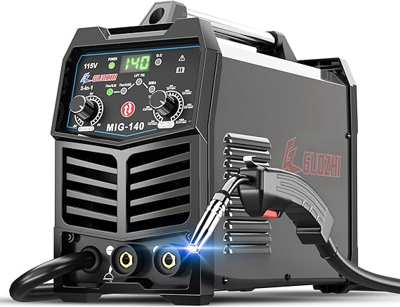 GZ GUOZHI 140A MIG Welder,3-in-1 MIG Welder with FLUX MIG/ARC/Lift TIG Multi-Process,110V Welding Machine,110V Flux Core Welder with Welding Gun(black)