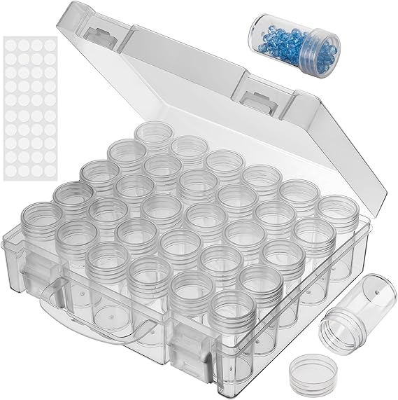 Bead Organizer, Bead Containers, 30 Grids Diamond Painting Storage Containers Clear Bead Organization Diamond Painting Accessories Small Storage Container for Beads Seeds Glitter Rhinestones (1 Pack)