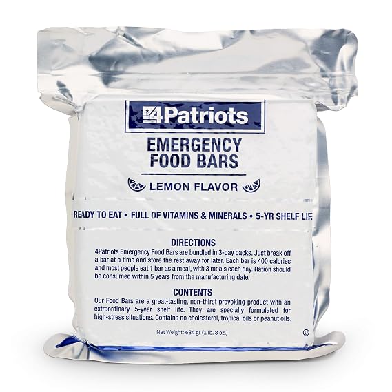 4Patriots Emergency Food Bars: Non-Perishable S.O.S Ration Designed to Last 5 Years, 9 Servings