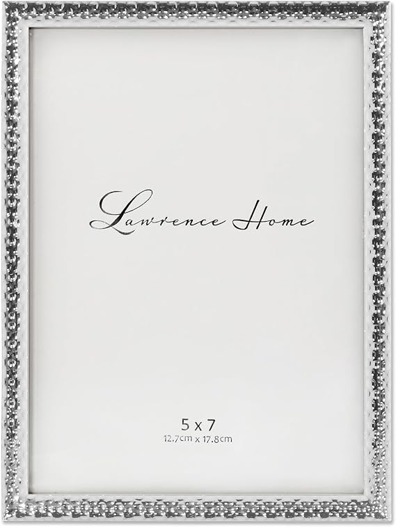 Lawrence Frames Metal Picture Frame with Hammer Effect, 5x7, Silver