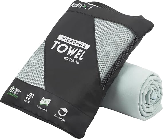 Rainleaf Microfiber Towel Quick Dry Camping & Travel & Gym Towel. Compact