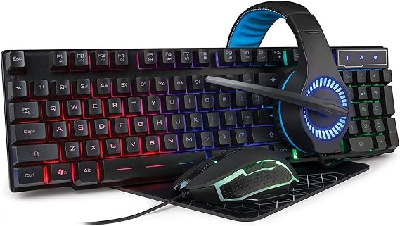 Smart Gear Rainbow Mechanical Gaming Keyboard and Mouse and Headphones Combo, Smart Gear PC Gaming Bundle (STG-6677-KB)