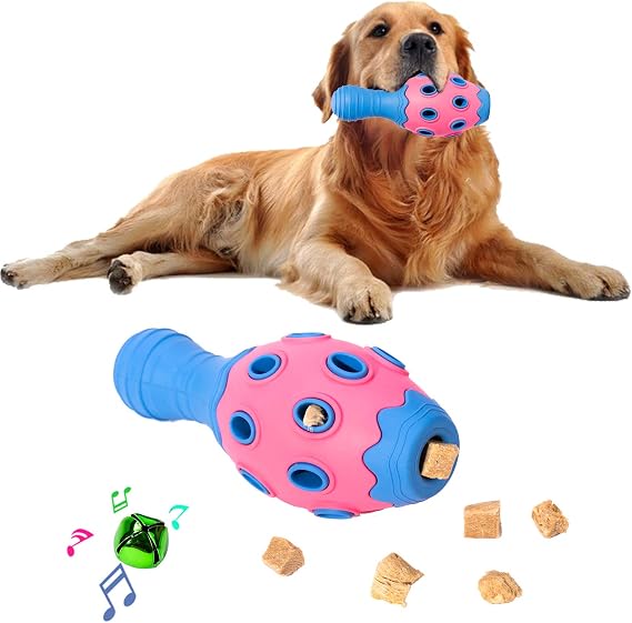 Tough Dog Chew Toys for Aggressive Chewers Large Breed Small Breed, Treat Dispensing Dog Puzzle Toy, Interactive Dog Squeak Toy Anxiety Relief Teething Toy