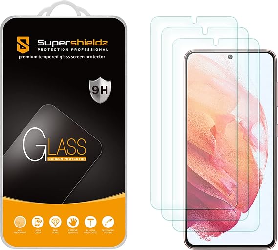(3 Pack) Supershieldz Designed for Samsung Galaxy S21 5G Tempered Glass Screen Protector, Anti Scratch, Bubble Free