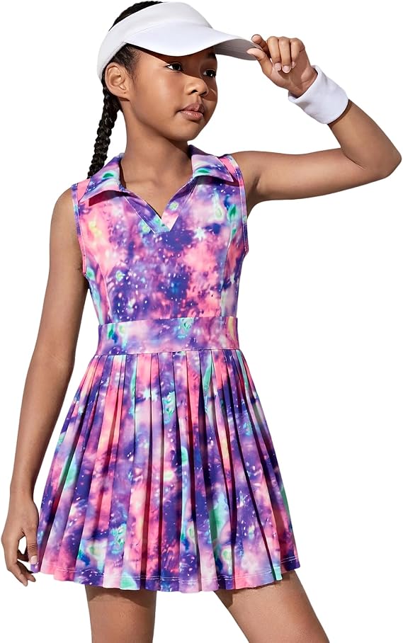 JiAmy Girls Tennis Dress Sleeveless Golf Outfits Polo Pleated Dresses