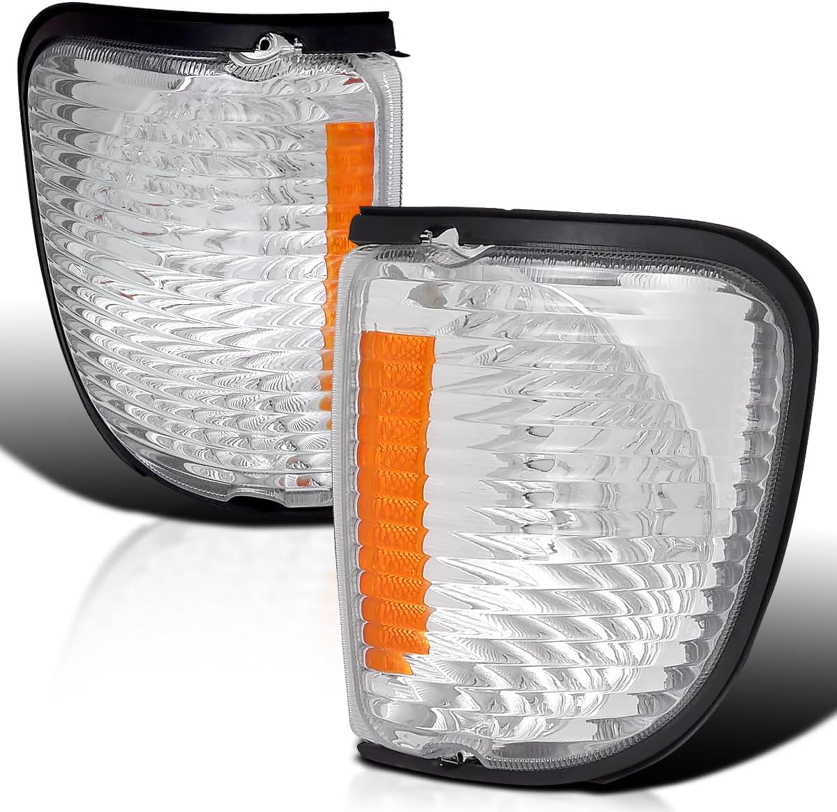 Spec-D Tuning Chrome Housing Clear Lens Corner Lights Compatible with 1992-2006 Ford Econoline Van E150 E250 LR Pair Assembly