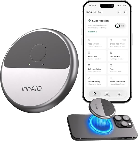 T10 AI Language Translator Device, Real-Time Two-Way Voice Translator with GPT Accuracy & Voice Cloning, Pocket Spanish to English Translator for Travel, Business & Video Calls (140+ Languages)