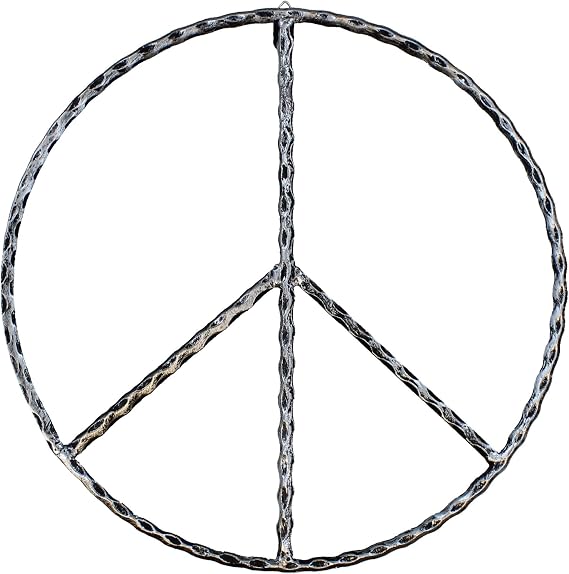 Large Metal Peace Sign Wall Decor Art - 16" Rustic Hippie Plaque