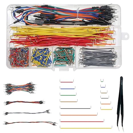 Breadboard Jumper Wires Assorted Kit, Preformed Breadboard U-Shape Jumper Wires 14 Assorted Length + Solderless Flexible Breadboard Jumper Cables M/M + Tweezer for Breadboard Prototyping