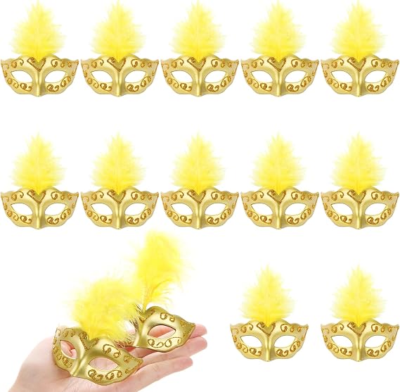 LIYDE 12PCS Mini Masks for Mardi Gras Decoration Masquerade Party Supplies Mini Decorative Masks for Decor