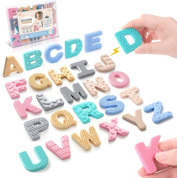 Sensory Silicone Alphabet Magnetic Letters 26 Uppercase ABC Fridge Magnets