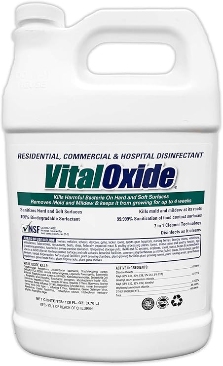 Vital Oxide Disinfectant, Deodorizer, Cleaner, Food-Contact Sanitizer, Virucide (EPA registration #82972-1) Kills Mold & Mildew, Eliminates Odors -1 Gallon