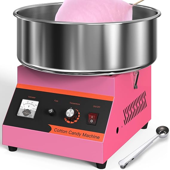 BLITZHOME Cotton Candy Machine, 1000W Electric Commercial Retro Candy Floss Maker with Sugar Scoop, Stainless Steel Bowl, Easy to Use/Clean, Perfect for Home, Party, Carnival, Kids Birthday, Festival