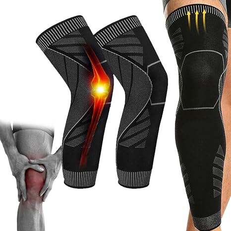 Full Leg Compression - Knee Compression Sleeves, Compression Sleeves V2 For Knees And Legs, Anti Sliping Long Knee Support, Say Goodbye to Arthritis & Edema (1 pair, M)