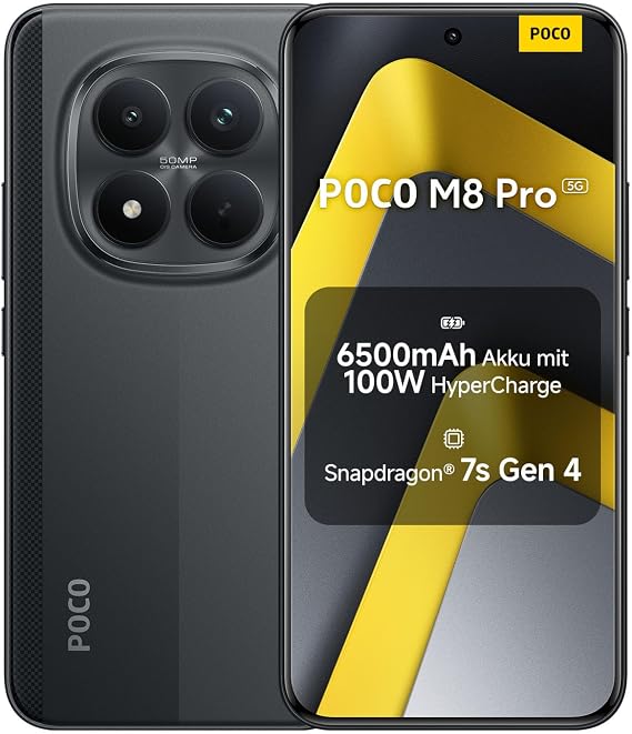 XIAOMI Poco M8 Pro 5G 8+256GB Unlocked 6.83 Inch 1.5K AMOLED 50MP Light Fusion 800 OIS IP68 Black 2J