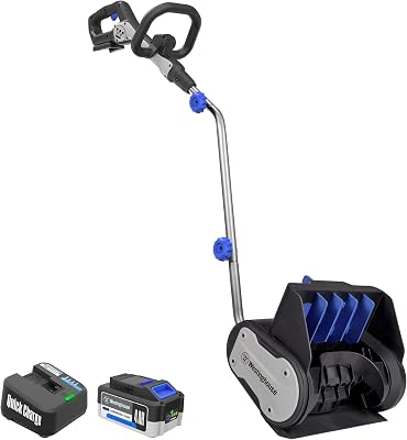 Westinghouse WSnow11S 20V Cordless Electric Snow Shovel, 11-Inches Wide with 4Ah Battery and Fast Charger, 20 ft. Throwing Distance, Plows 300 lbsmin for DrivewayStepsSidewalkPorch