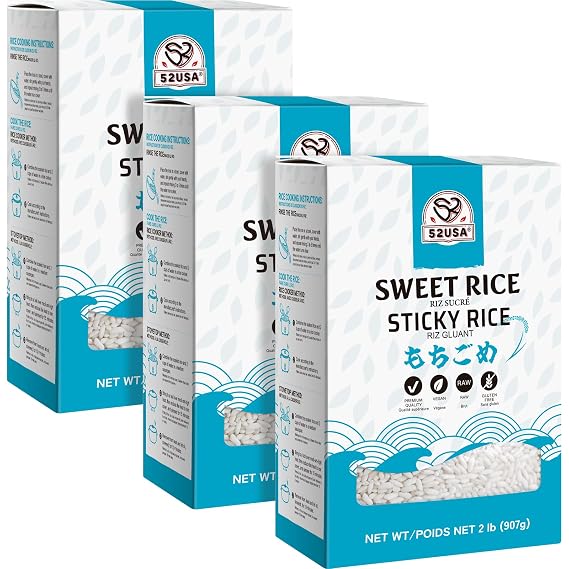 52USA Sweet Sticky Rice 2 Pound (Pack of 3), White Sticky Rice