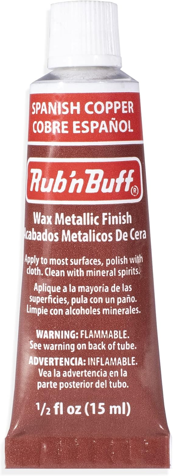 AMACO Rub n Buff Wax Metallic Finish - Rub n Buff Spanish Copper 15ml Tube - Versatile Gilding Wax for Finishing Furniture Antiquing and Restoration - Rub and Buff Colors Single Tube