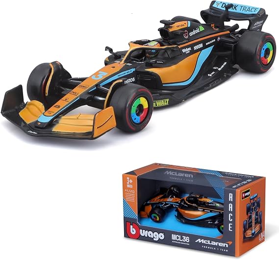 Bburago 1/43 Scale Formula 1 McLaren F1 MCL36#3 Daniel Ricciardo and #4 Lando Norris Alloy Car Die Cast Model Collection Gift (#4 Lando Norris)