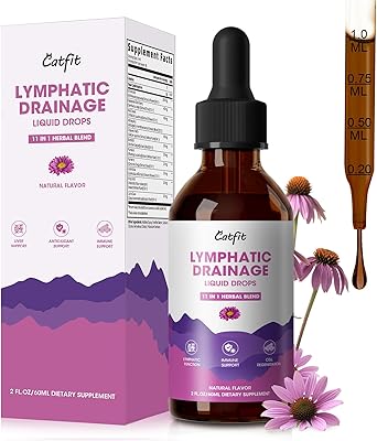 Lymphatic Drainage Drops Supplements for Immune, Lymph System Support, Cleanse & Detox, Liver Health with Echinacea,Elderberry,Cleavers Herb,Burdock, Calendula, Vegan, Non-GMO,Natural Flavor, 2 Fl Oz