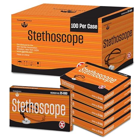 Stethoscope for Adults and Pediatrics - Case of 100 Standard Head Stethoscopes for Nurses, Doctors, EMTs - Estetoscopio Profesional