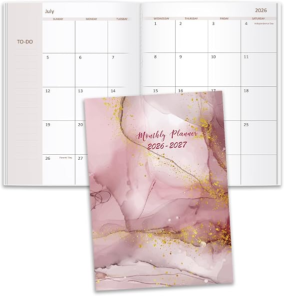 2026-2027 Monthly Planner - 18 Months Calendar from July 2026 - December 2027, Monthly Planner 2026-2027 Easy to Organize Your Daily Life, 7" x 10", Pink