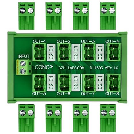 DIN Rail Mount 10A/300V Pluggable Screw Terminal Block Distribution Module (8x2 Pole)