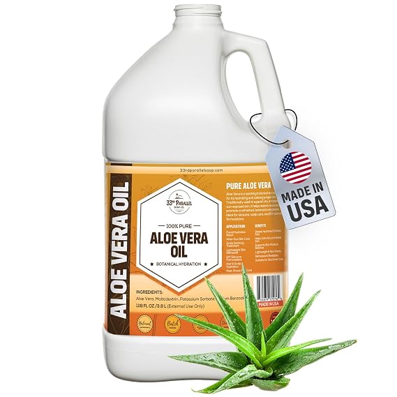Aloe Vera Oil (1 Gallon / 128oz) Aloe Infused Carrier Oil for Skin, Face, Hair & Body Lightweight Botanical for Skincare & DIY Formulations | 1 GALLON