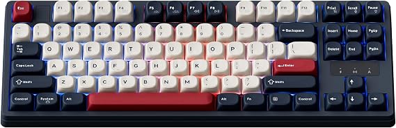Keychron KJ4 Wireless Custom Mechanical Keyboard, 2.4 GHz Bluetooth QMK 80% Layout RGB, Hot-swappable Banana Switch Compatible with Mac Windows Linux, PBT Durable Keycaps for Gaming - Dark Blue