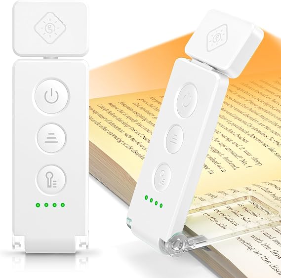Glocusent Book Light for Night Reading, 12 LED Rechargeable Lamp