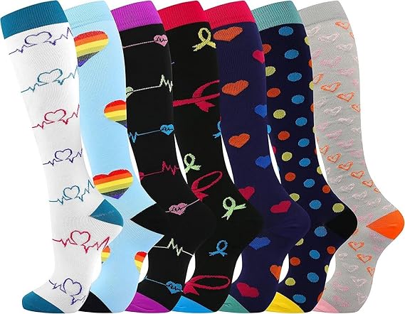 Compression Socks for Women & Men Circulation 20‑30mmhg Knee High Sock is Best Support for Athletic Running,Cycling