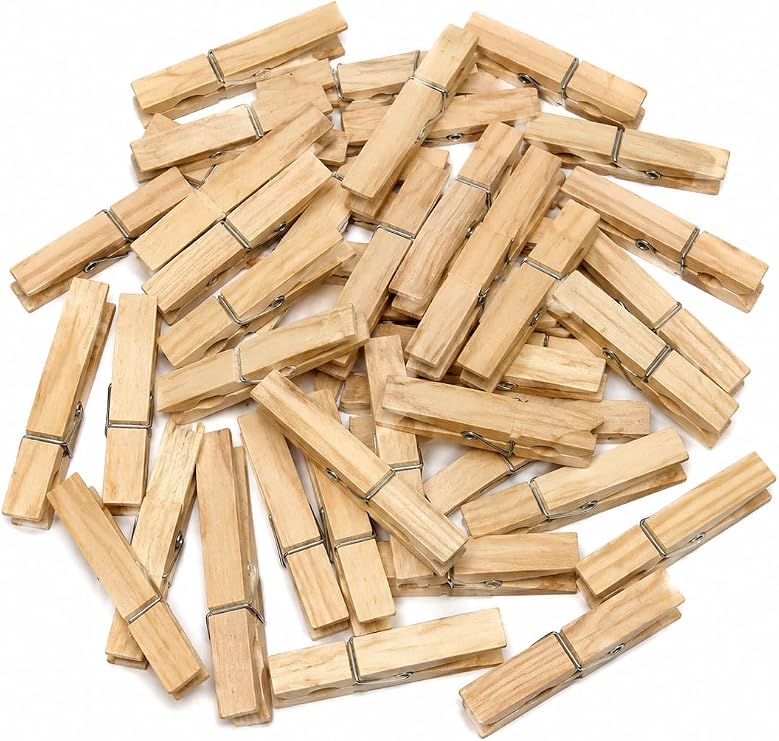 60 Adet Bambu Ahşap Mandal Doğal Çamaşır Mandalı BPA İçermez Çok Amaçlı Dekoratif Hobi ve Paketleme Kullanımı